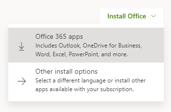 Install office dropdown.