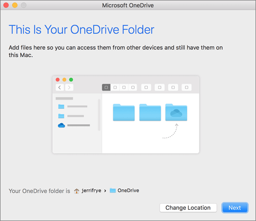 OneDrive 'Your OneDrive Folder' screen.