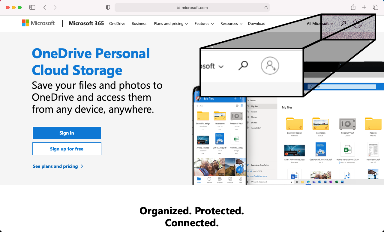 OneDrive Website.