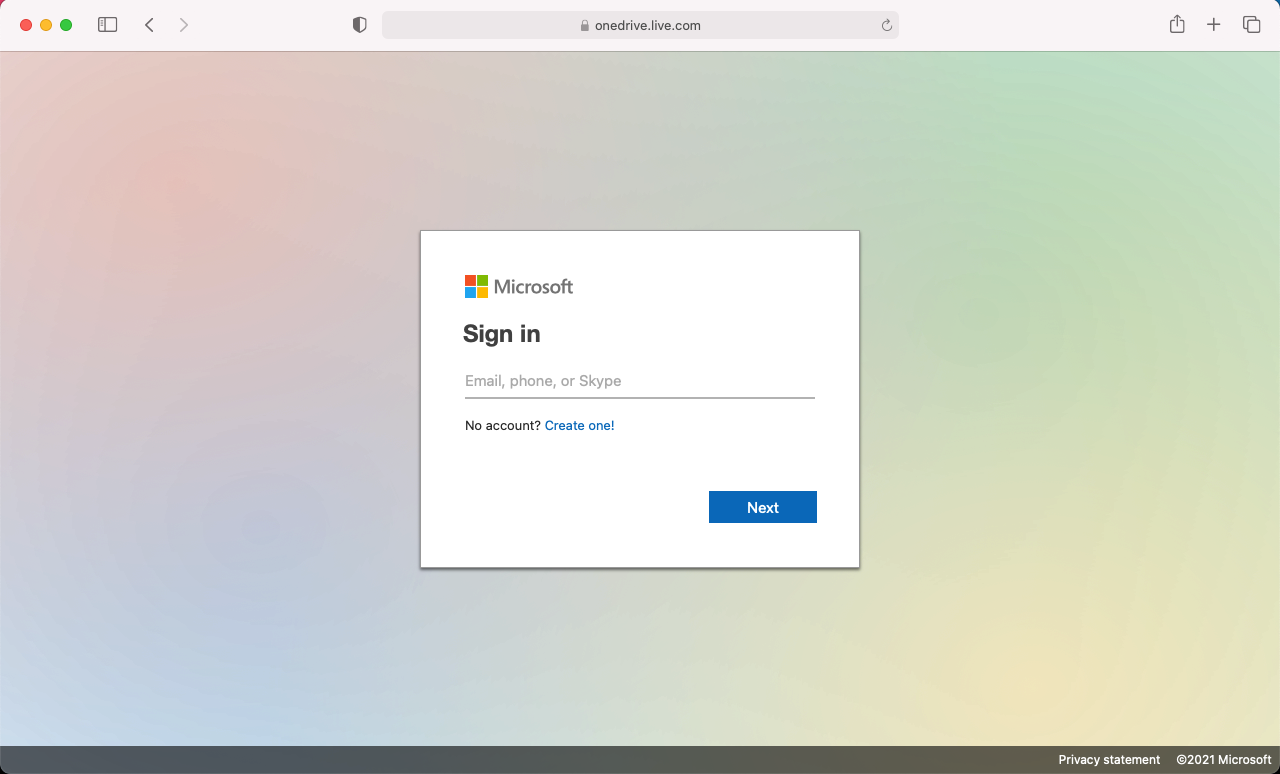 OneDrive web sign in.