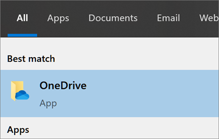 Start Menu showing OneDrive